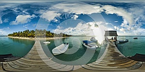 Beautiful 360 degree panorama at the beach of Trou Aux Biches Mauritius at sunset