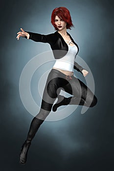Beautiful 3D Urban Fantasy Woman in Magical Fight Pose