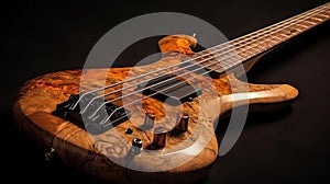 Beautiful 5 strings bass guitare made of precious wood. Generative Ai