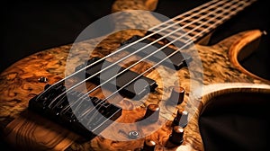 Beautiful 5 strings bass guitare made of precious wood. Generative Ai