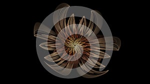 Beautiful abstract 3d colored flower, glowing flower petals on a black background. 3d render