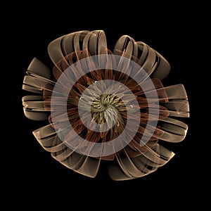 Beautiful abstract 3d colored flower, glowing flower petals on a black background. 3d render