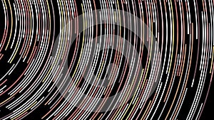 Beautiful abstract animation of multicolored neon lines rotating in a circle on the black background. Animation