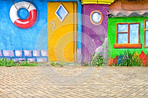 Beautiful abstract art background wall on the street with graffiti