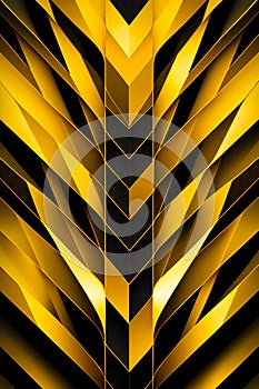 Beautiful abstract art in blackn and gold with geometric sharp lines pattern motion generated by ai