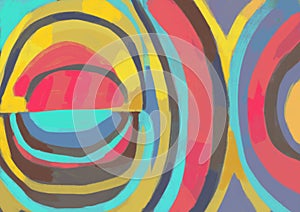 Beautiful abstract art with geometrical wave and primary color inspired by Kandinsky and Malevich art, design illustration, photo