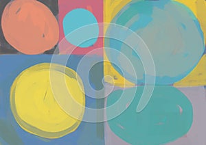 Beautiful abstract art with round shapes and square and primary color inspired by Wassily Kandinsky, illustration, abstract photo