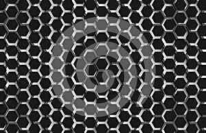 Beautiful abstract background with hexagons. Black and grey gradient colors. Geometric texture.