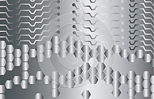 Beautiful abstract background with hexagons and metal elements. Grey gradient colors. Geometric texture.