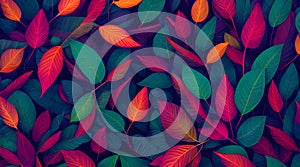 A Beautiful Abstract Background with Purple and Orange Leaves Crafted by Generative AI
