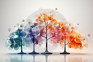 Beautiful abstract background. Transparent colorful glass trees. Design for website, card, print