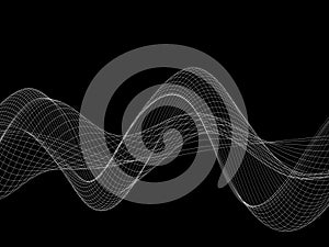 Abstract black and white Grid wave line