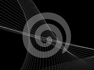 Abstract black and white grid wave line