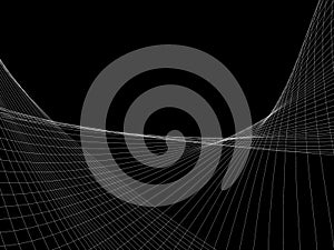 Abstract black and white grid wave line