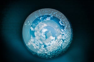A beautiful, abstract blue orb of blurred pattern.