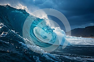 Beautiful abstract blue wave technology background