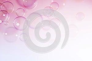 Beautiful abstract colorful pink soap bubbles float texture background. freshness natural summer background