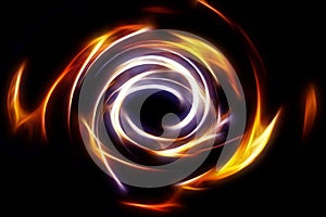 Beautiful abstract fire circle on a black background. photo