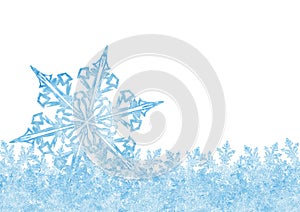 Beautiful Abstract Frozen Crystalline Ice Snowflake with White B