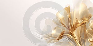 Beautiful abstract gold transparent floral design background. Generative AI AIG32