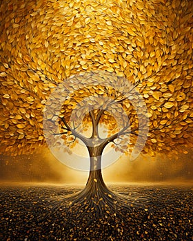 Beautiful abstract golden tree artwork .