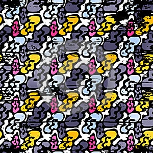 Beautiful abstract graffiti seamless pattern on a black background