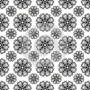 Beautiful abstract gray snowflakes on a white background seamless pattern vector illustration