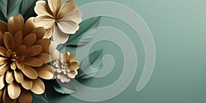 Beautiful abstract green brown floral design background. Generative AI AIG32