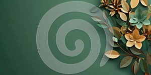 Beautiful abstract green brown floral design background. Generative AI AIG32