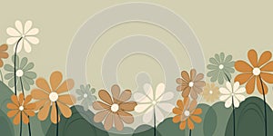 Beautiful abstract green brown simple doodle cartoon floral design background. Generative AI AIG32