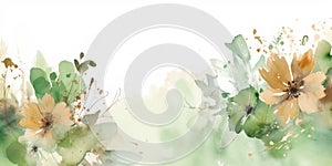 Beautiful abstract green brown watercolor floral design background. Generative AI AIG32