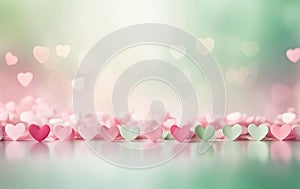 Beautiful abstract hearts with copy space in pink green