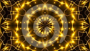 Beautiful abstract kaleidoscope - fractal golden light, 3d render backdrop, computer generating background