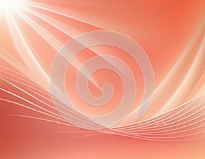 Beautiful abstract peach color gradient background with sun light rays, smooth lines and shadows. Delicate eco
