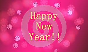 Beautiful abstract pink background with snowflakes and HAPPY NEW YEAR text