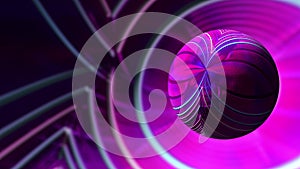 Beautiful Abstract Pink Blue Circle Rotation Seamless Background. 4K Looped 3D Animation of futuristic ball