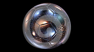 Beautiful Abstract Rotating Glass-Metal Soccer Ball