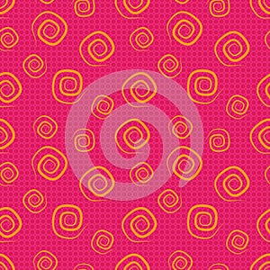 beautiful abstract seamless pattern colorful spiral line object style, pink color, decorative repeat background vector graphic