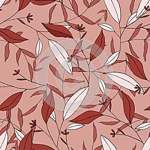 Beautiful abstract seamless template or pattern on red flower skin style background. Modern pink coral vintage texture. Botanical