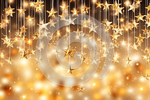 Beautiful abstract shiny light background with bokeh and gold stars 2