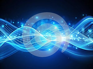 beautiful abstract wave technology background with blue light digital