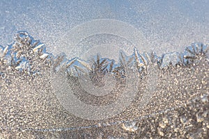 Frost pattern window hoarfrost snowflakes