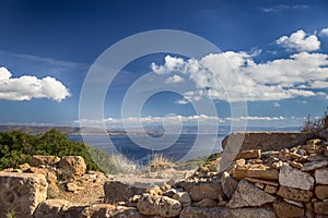 Beautiful Aegean Sea. Sounion cape at Poseidon temple, Greece