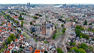 Beautiful aerial Amsterdam view from above, Netherlands