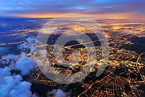 Leiden from the sky at night night photo