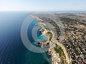 Beautiful aerial drone footage of the Black Sea coastline, Crimea