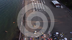 Beautiful aerial drone view of Burgas beach, Bulgaria