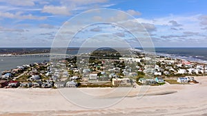 Beautiful aerial establishing video St Augustine Vilano beach point