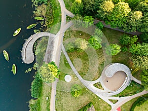 Beautiful aerial landscape of Moletai, one of the oldest settlements in Lithuania and a popular resort for the inhabitants of