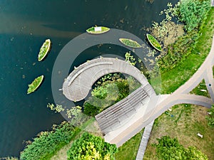 Beautiful aerial landscape of Moletai, one of the oldest settlements in Lithuania and a popular resort for the inhabitants of